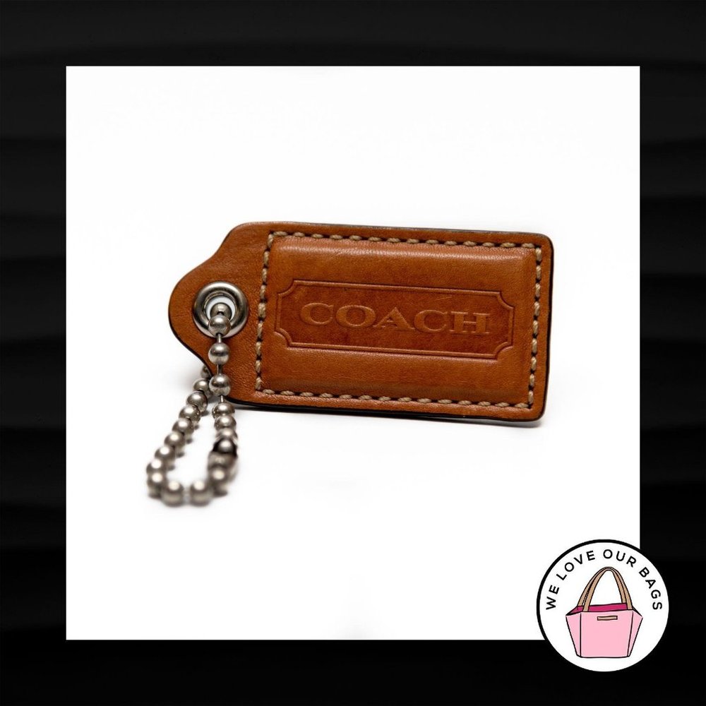 2.5" Large COACH BROWN LEATHER KEY FOB BAG CHARM